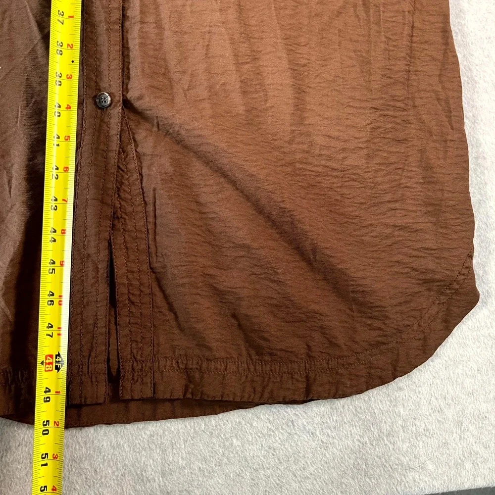 Banana Republic Shirt Dress Womens XL Brown Rayon Collared Button Front Casual - Picture 2 of 5